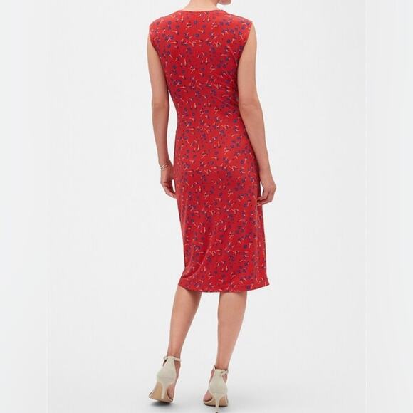 Banana Republic Factory Women’s Sz Large Dress Printed Faux Wrap New NWT Red - Picture 8 of 8